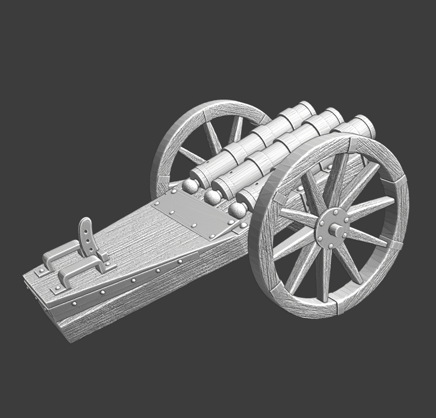 Medieval triple barrel cannon - Wargaming model